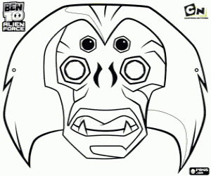 Coloriage Masque de Spidermonkey, Ben10 Alien Force