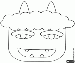 Coloriage Masque d’un petit diable souriant