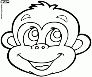 Coloriage Masque d'un singe souriant