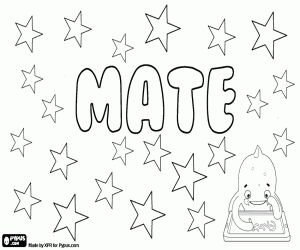 Coloriage Mate, nom d’origines diverses