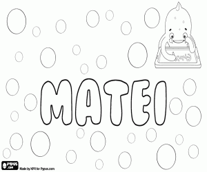 Coloriage Matei, nom masculin en Roumain