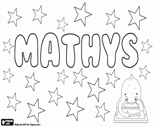 Coloriage Mathys, Français nom pour le garçon