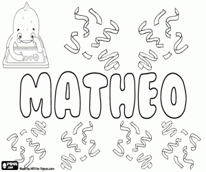 Coloriage Mathéo, nom masculin