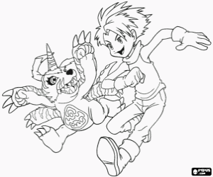 Coloriage Matt et Gabumon