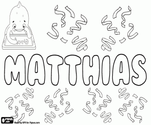 Coloriage Matthias, nom en diverses langues