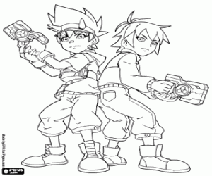 Coloriage Max et Rex de Dinosaur King