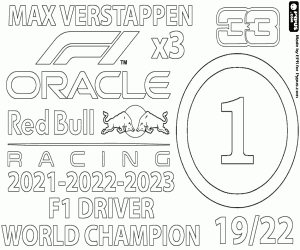 Coloriage Max Verstappen, triple champion de F1