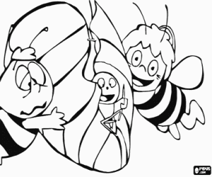 Coloriage Maya et Willy à l'aide d'un ver