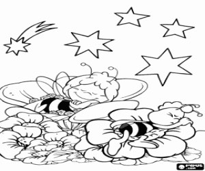 Coloriage Maya l'abeille et Willy dorment