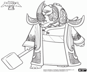 Coloriage Maître Rhino Foudroyant, Kung Fu Panda