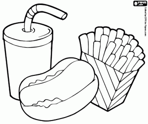 Coloriage Menu avec Hot-Dog