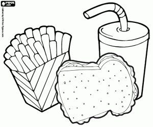 Coloriage Menu avec sandwich de légumes