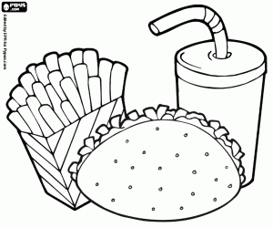 Coloriage Menu avec tacos et frites