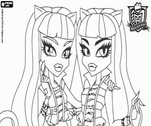 Coloriage Meowlody et Purrsephone, Monster High