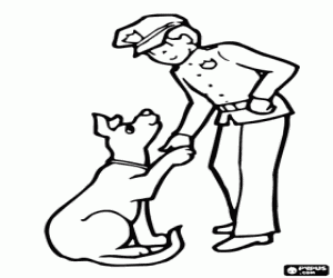 Coloriage Le message d'accueil du chien police