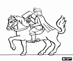 Coloriage Messager royal sur un cheval
