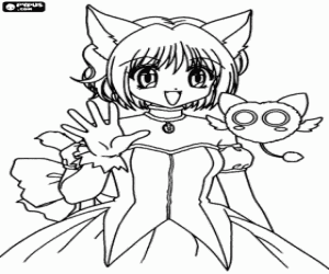 Coloriage Mew Ichigo avec son robot Masha