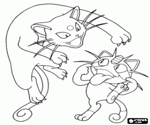 Coloriage Miaouss et Persian, Pokemon