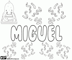 Coloriage Miguel, nom espagnol et portugais