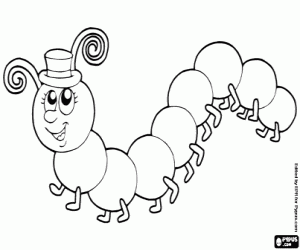 Coloriage Mille-pattes avec un chapeau