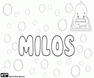 Coloriage Milos, nom en plusieurs langues