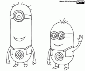 Coloriage Deux minions, les serviteurs 