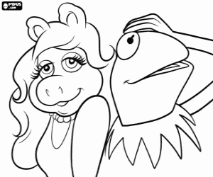 Coloriage Miss Piggy et Kermit, Muppets