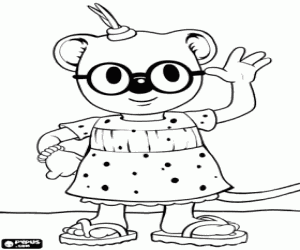Coloriage Mitzi l'opossum avec une belle robe