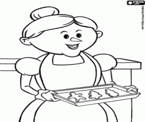 Coloriage Mme Claus et les cookies