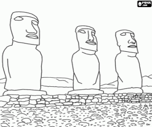Coloriage Moais de Rapa Nui