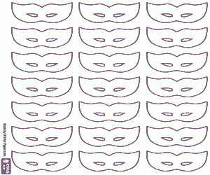 Coloriage Modèle avec des masques de carnaval