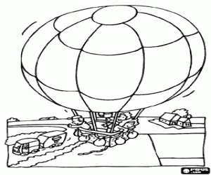 Coloriage Montgolfière avec passagers