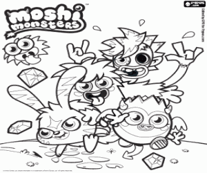 Coloriage Les Moshi Monsters en action