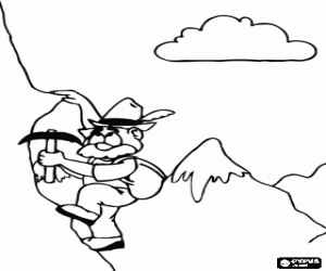 Coloriage Mountaineer échelle un pic