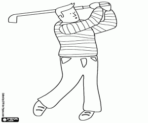 Coloriage Le mouvement du golfeur