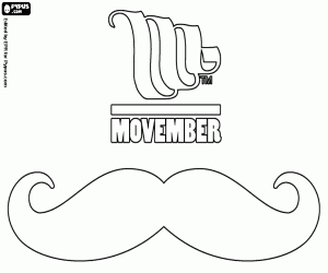 Coloriage Movember, logo et une moustache