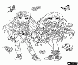 Coloriage Moxie Girlz avec robes audaces