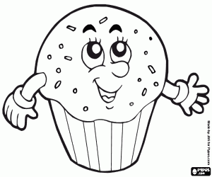 Coloriage Le muffin heureux