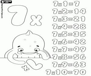 Coloriage Multiplications, la table du 7