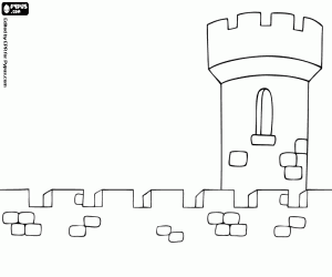 Coloriage Muraille et tour du château