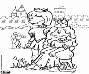 Coloriage Murailles, le prince et la princesse