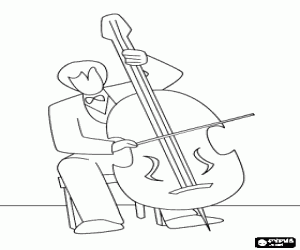 Coloriage Le musicien avec le violoncelle