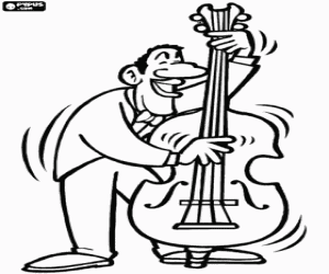 Coloriage Musicien jouant la contrebasse