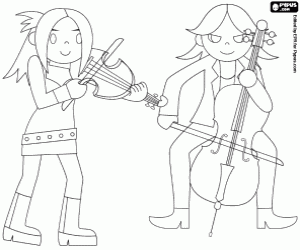 Coloriage Musiciens et instruments à cordes