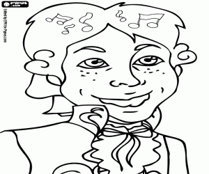 Coloriage La musique dans la tête de Mozart