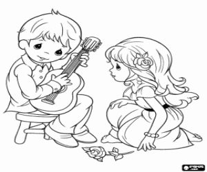 Coloriage Musique de guitare pour la fille