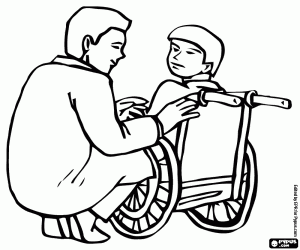 Coloriage Médecin et le patient en fauteuil roulant