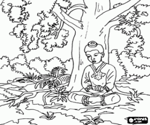 Coloriage La méditation de Siddhartha Gautama