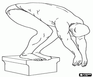 Coloriage Nageur prête à rivaliser