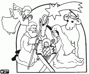 Coloriage La naissance de Jésus